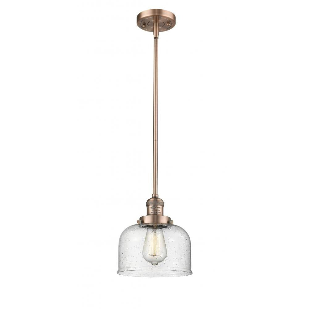 Bell - 1 Light - 8 inch - Antique Copper - Stem Hung - Mini Pendant