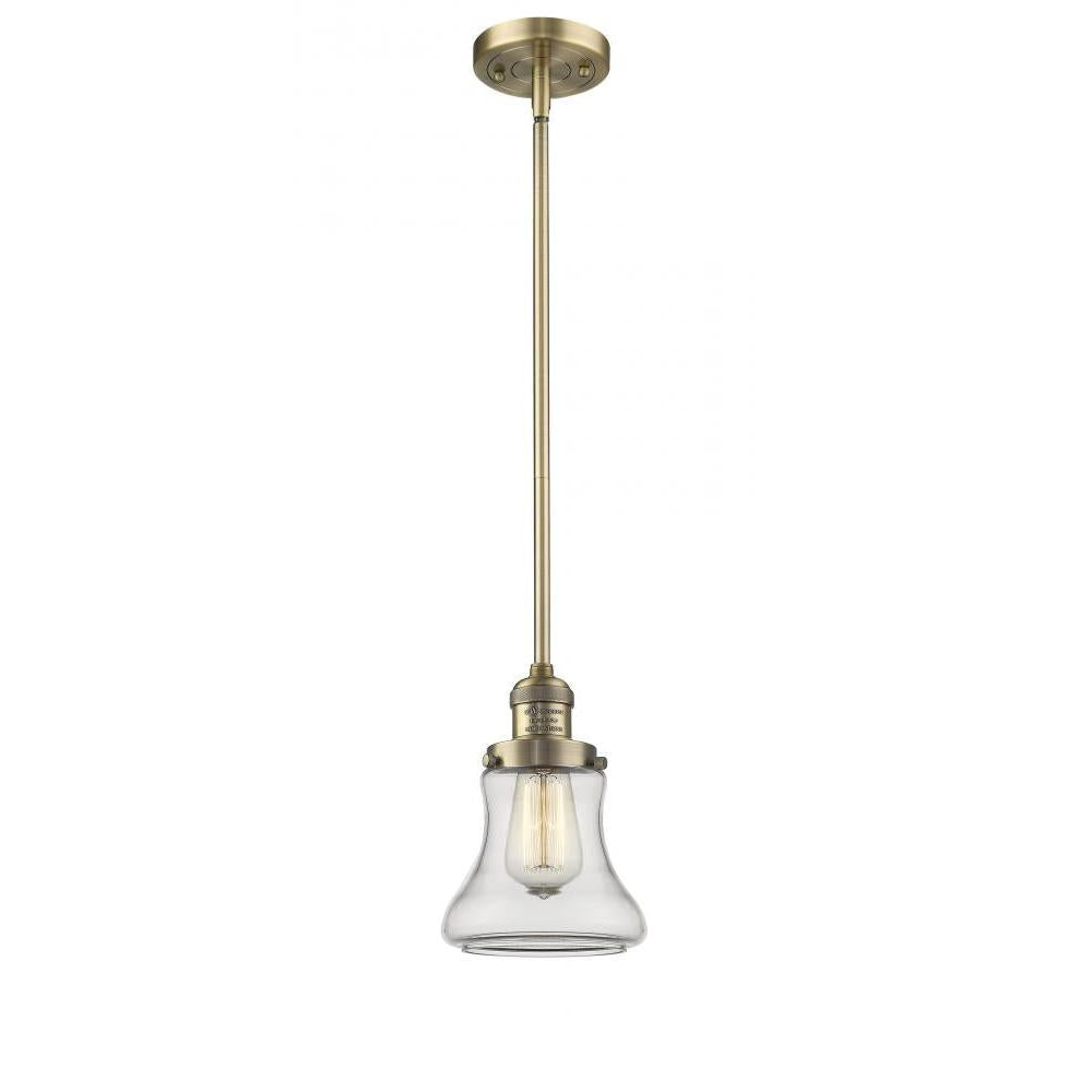 Bellmont - 1 Light - 7 inch - Brushed Brass - Stem Hung - Mini Pendant