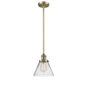Cone - 1 Light - 8 inch - Brushed Brass - Stem Hung - Mini Pendant