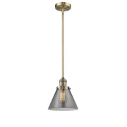 Cone - 1 Light - 8 inch - Brushed Brass - Stem Hung - Mini Pendant