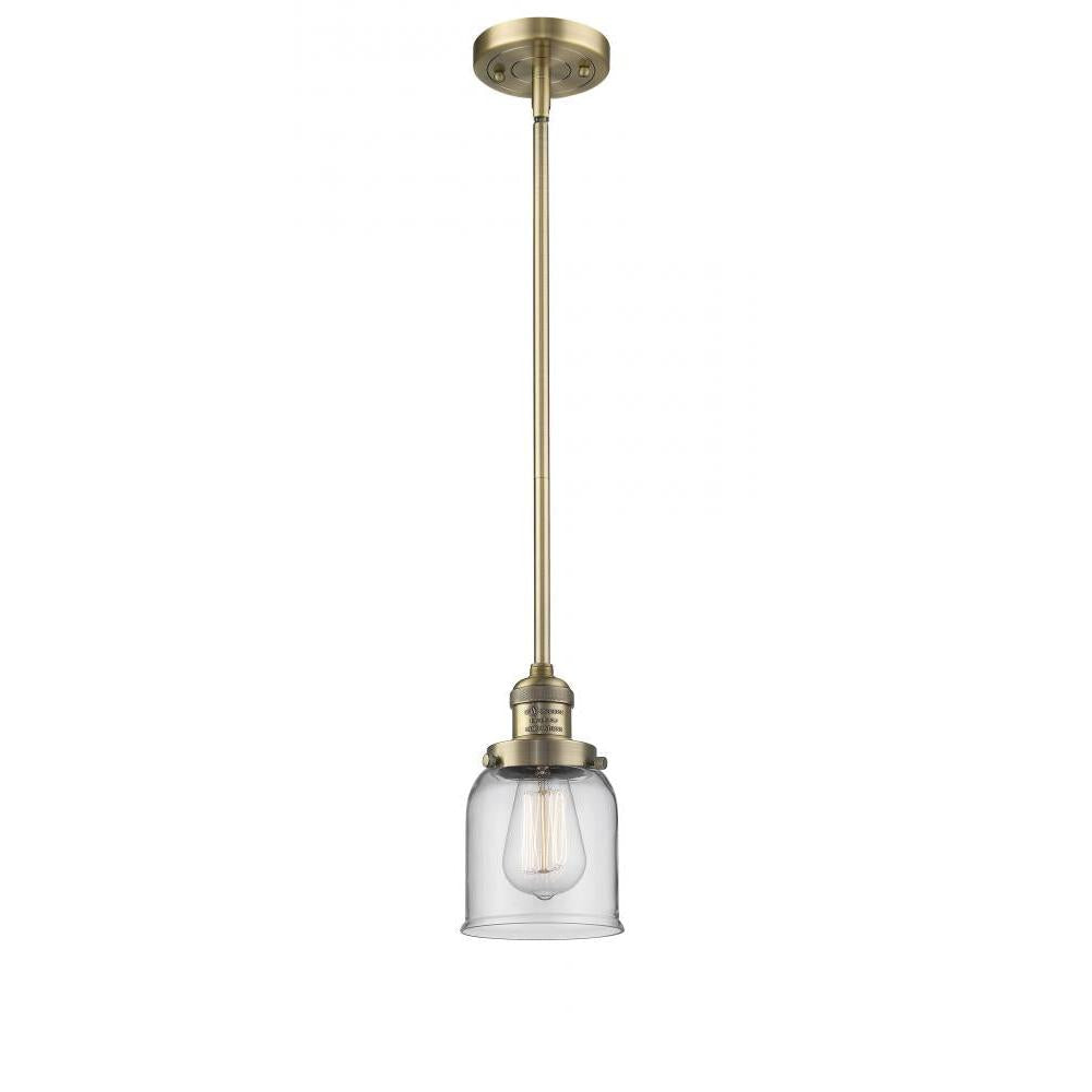 Bell - 1 Light - 5 inch - Brushed Brass - Stem Hung - Mini Pendant