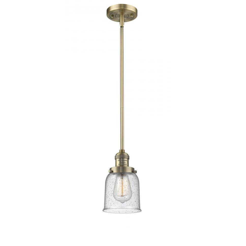 Bell - 1 Light - 5 inch - Brushed Brass - Stem Hung - Mini Pendant
