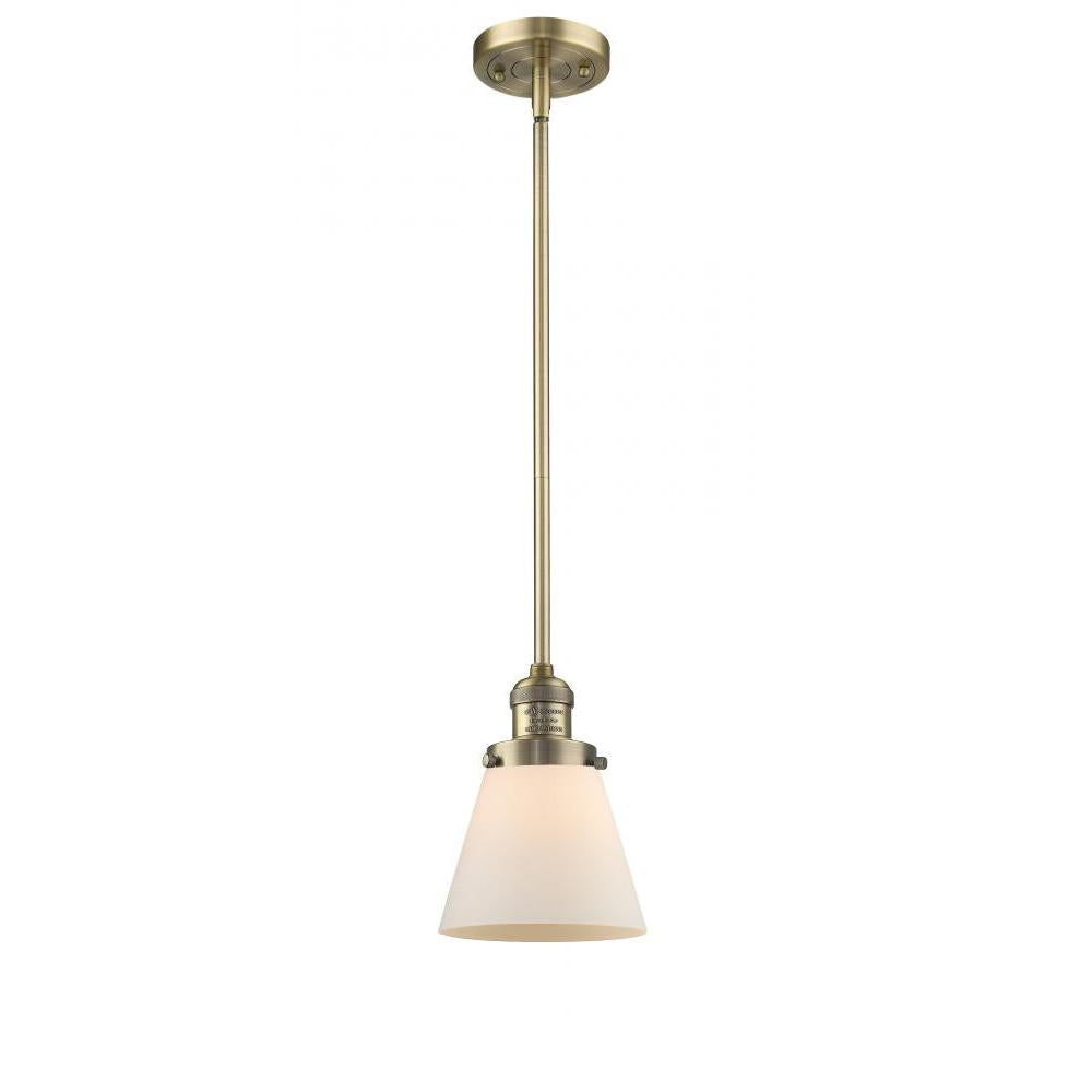 Cone - 1 Light - 6 inch - Brushed Brass - Stem Hung - Mini Pendant