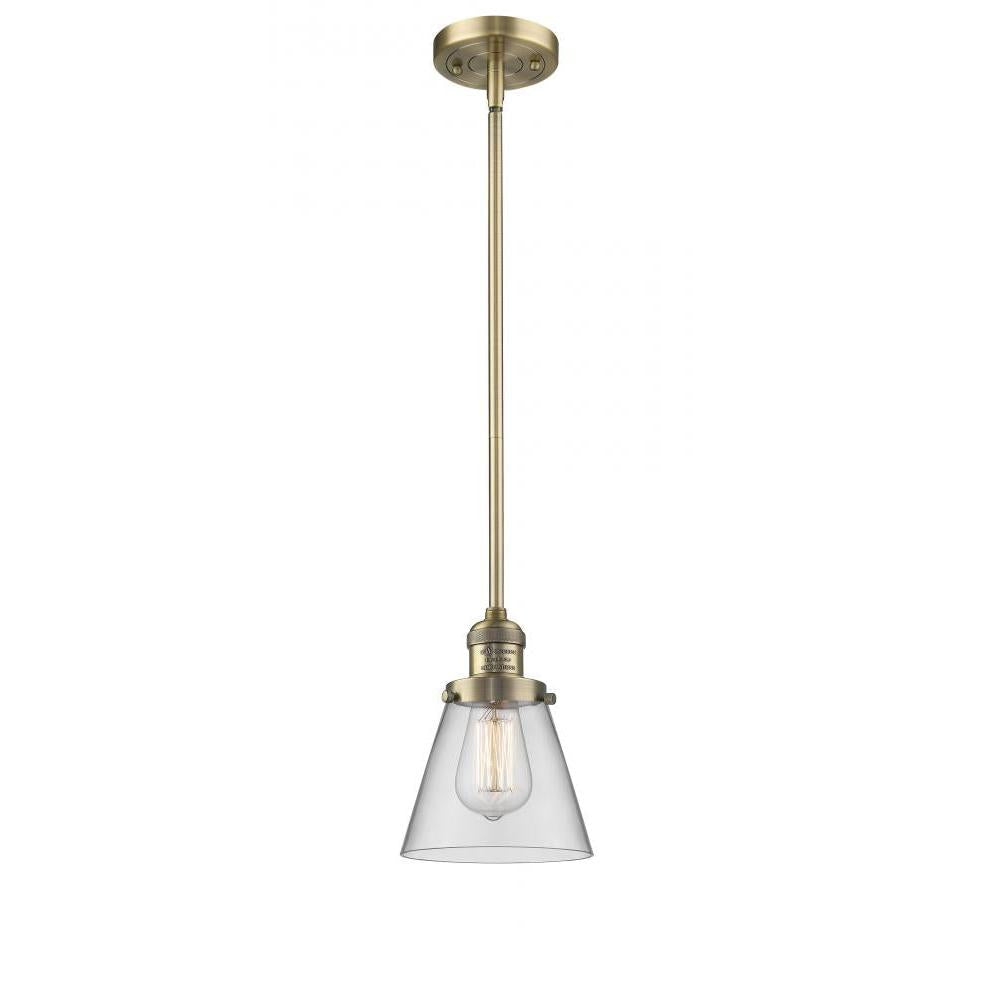 Cone - 1 Light - 6 inch - Brushed Brass - Stem Hung - Mini Pendant