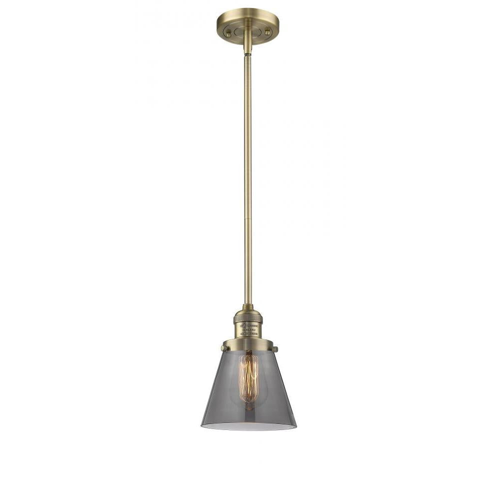 Cone - 1 Light - 6 inch - Brushed Brass - Stem Hung - Mini Pendant