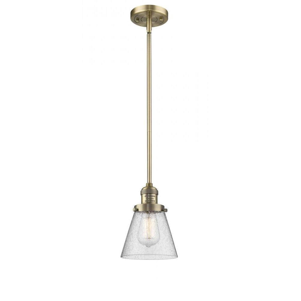 Cone - 1 Light - 6 inch - Brushed Brass - Stem Hung - Mini Pendant