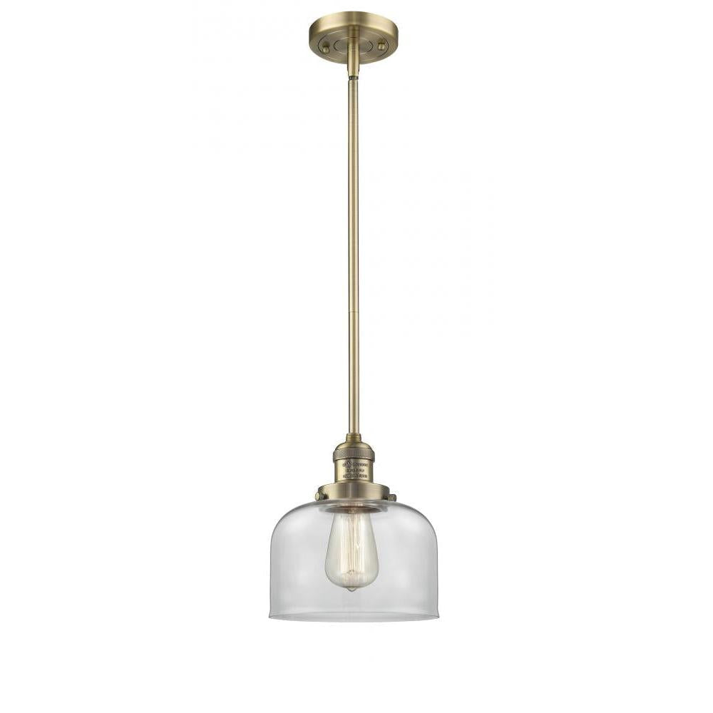 Bell - 1 Light - 8 inch - Brushed Brass - Stem Hung - Mini Pendant