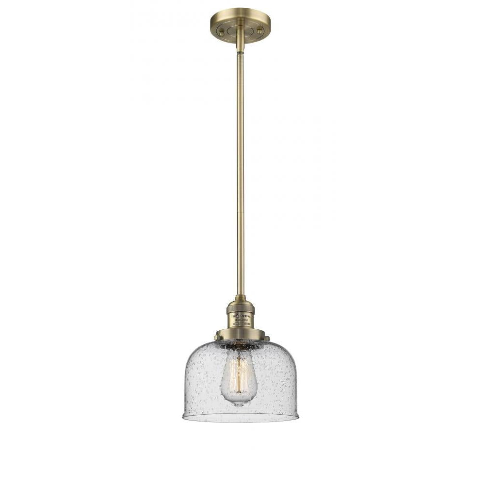 Bell - 1 Light - 8 inch - Brushed Brass - Stem Hung - Mini Pendant