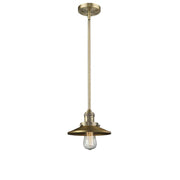 Railroad - 1 Light - 8 inch - Brushed Brass - Stem Hung - Mini Pendant