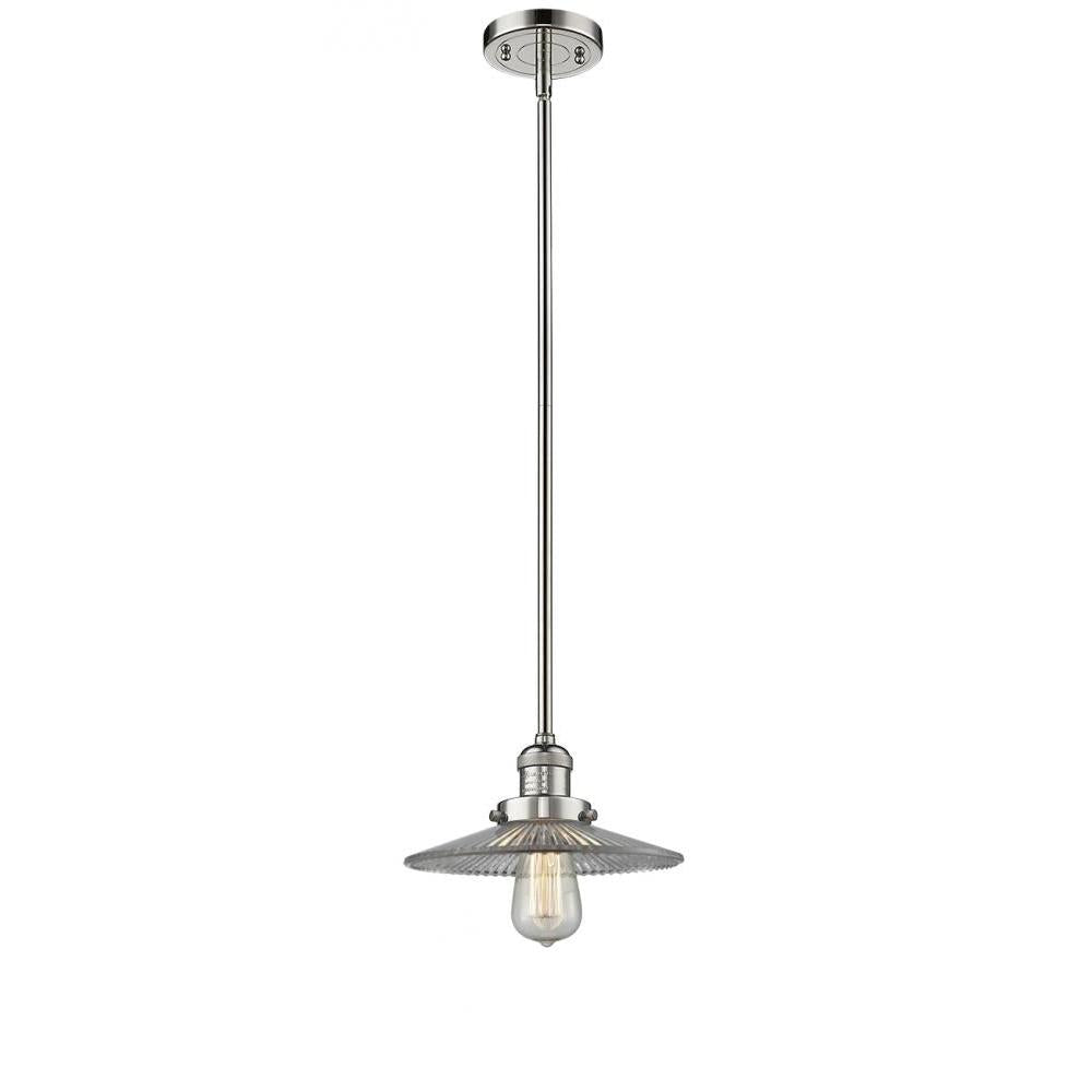 Halophane - 1 Light - 9 inch - Polished Nickel - Stem Hung - Mini Pendant