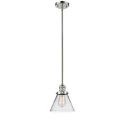 Cone - 1 Light - 8 inch - Polished Nickel - Stem Hung - Mini Pendant