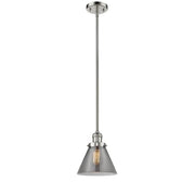 Cone - 1 Light - 8 inch - Polished Nickel - Stem Hung - Mini Pendant