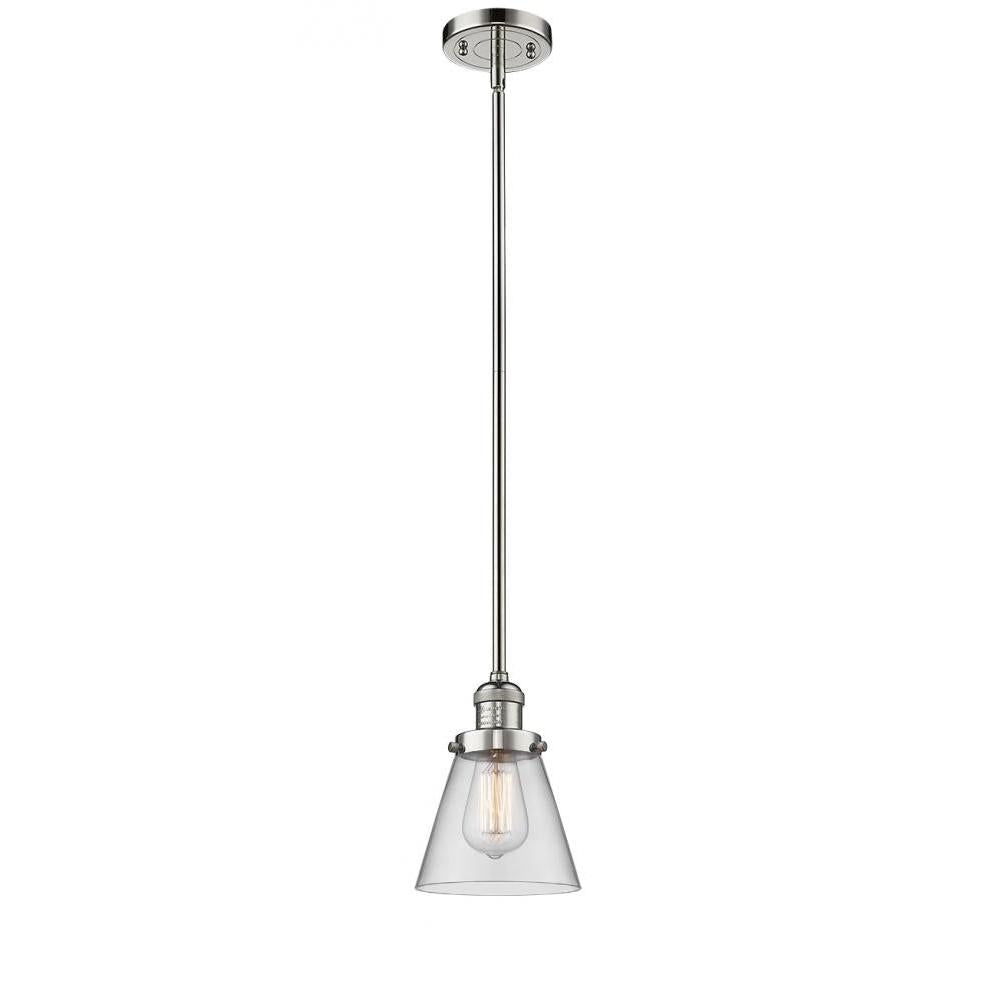 Cone - 1 Light - 6 inch - Polished Nickel - Stem Hung - Mini Pendant