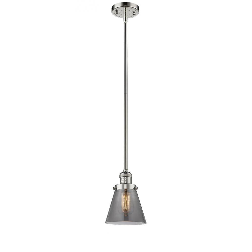 Cone - 1 Light - 6 inch - Polished Nickel - Stem Hung - Mini Pendant