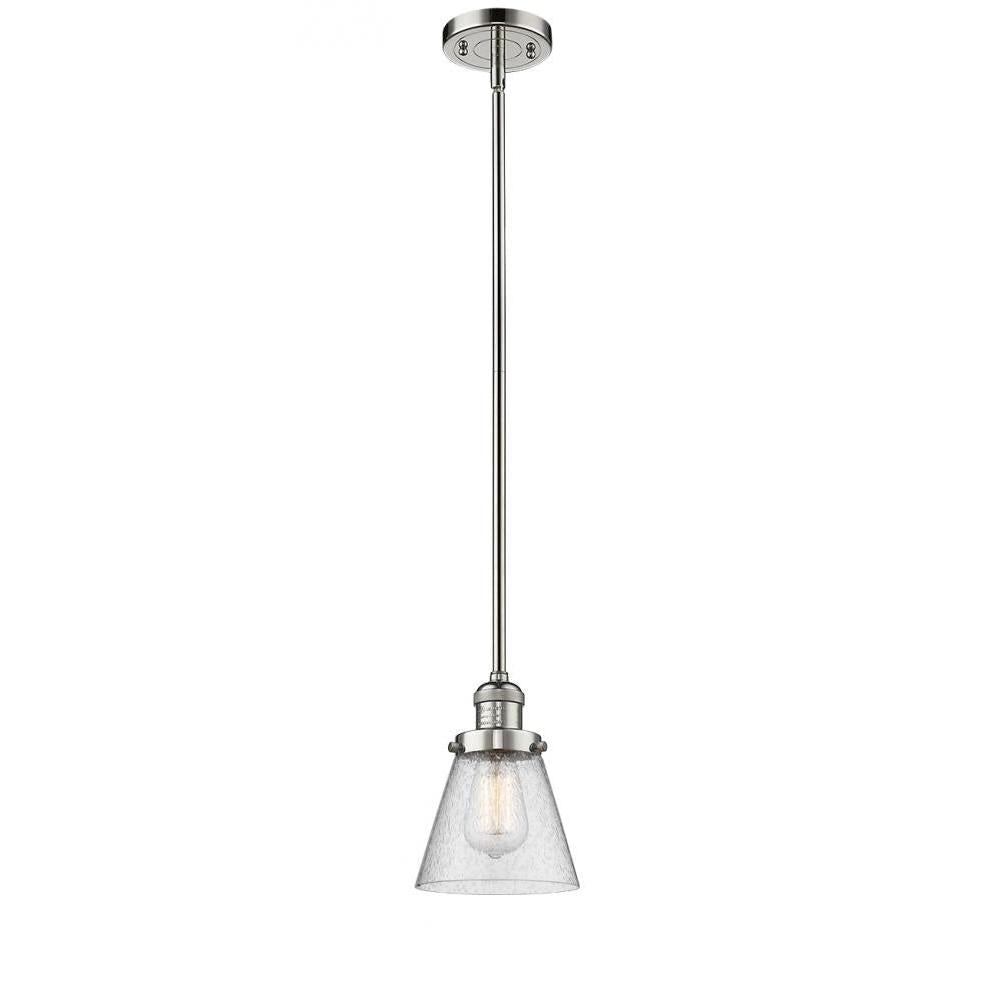 Cone - 1 Light - 6 inch - Polished Nickel - Stem Hung - Mini Pendant
