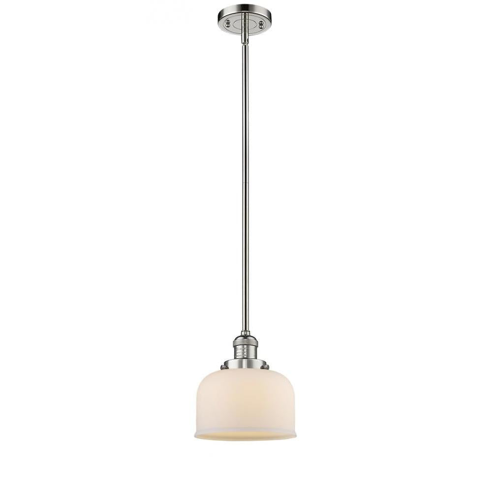 Bell - 1 Light - 8 inch - Polished Nickel - Stem Hung - Mini Pendant