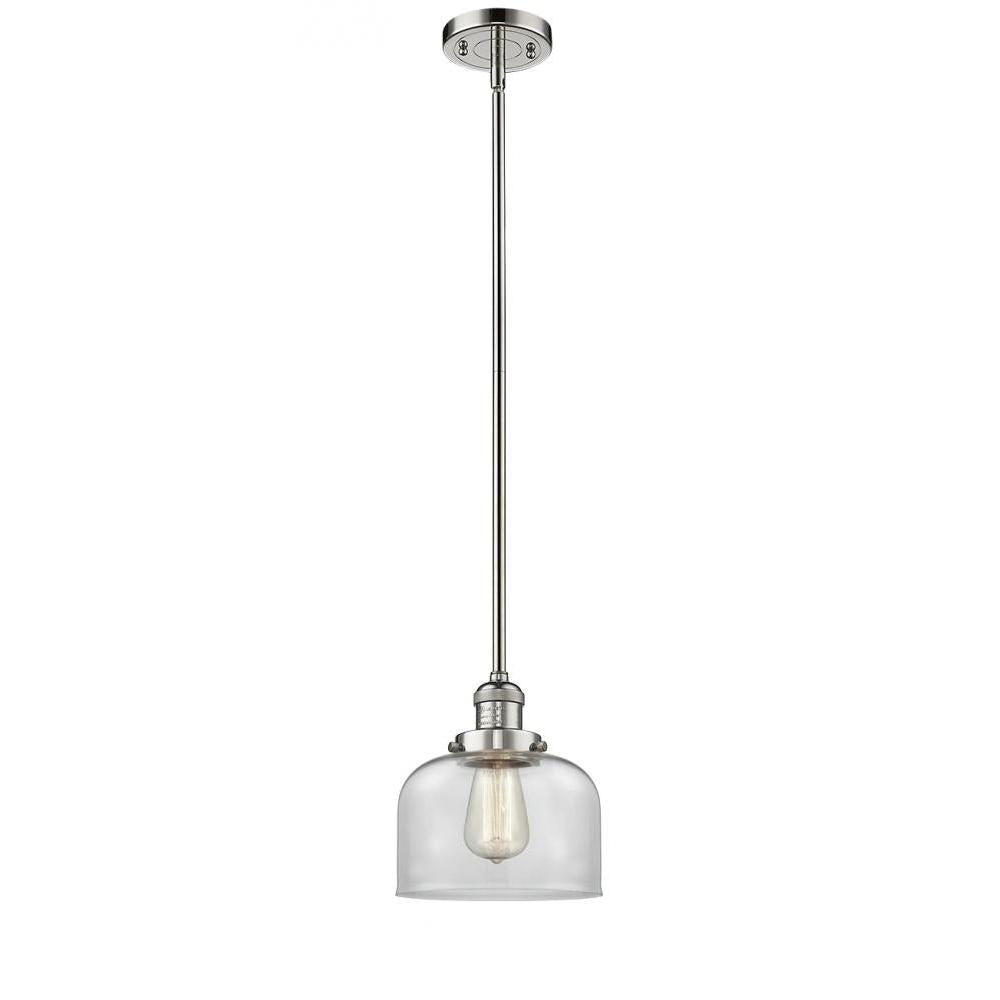 Bell - 1 Light - 8 inch - Polished Nickel - Stem Hung - Mini Pendant