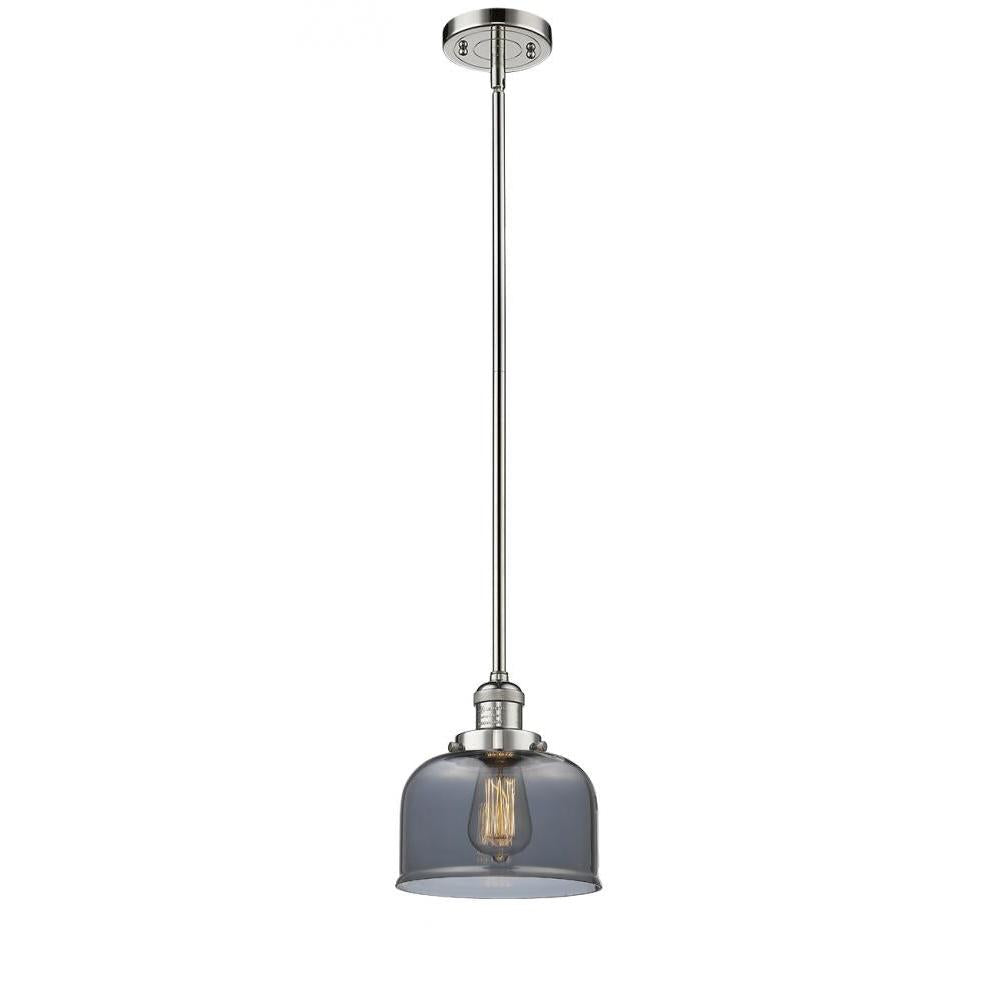 Bell - 1 Light - 8 inch - Polished Nickel - Stem Hung - Mini Pendant