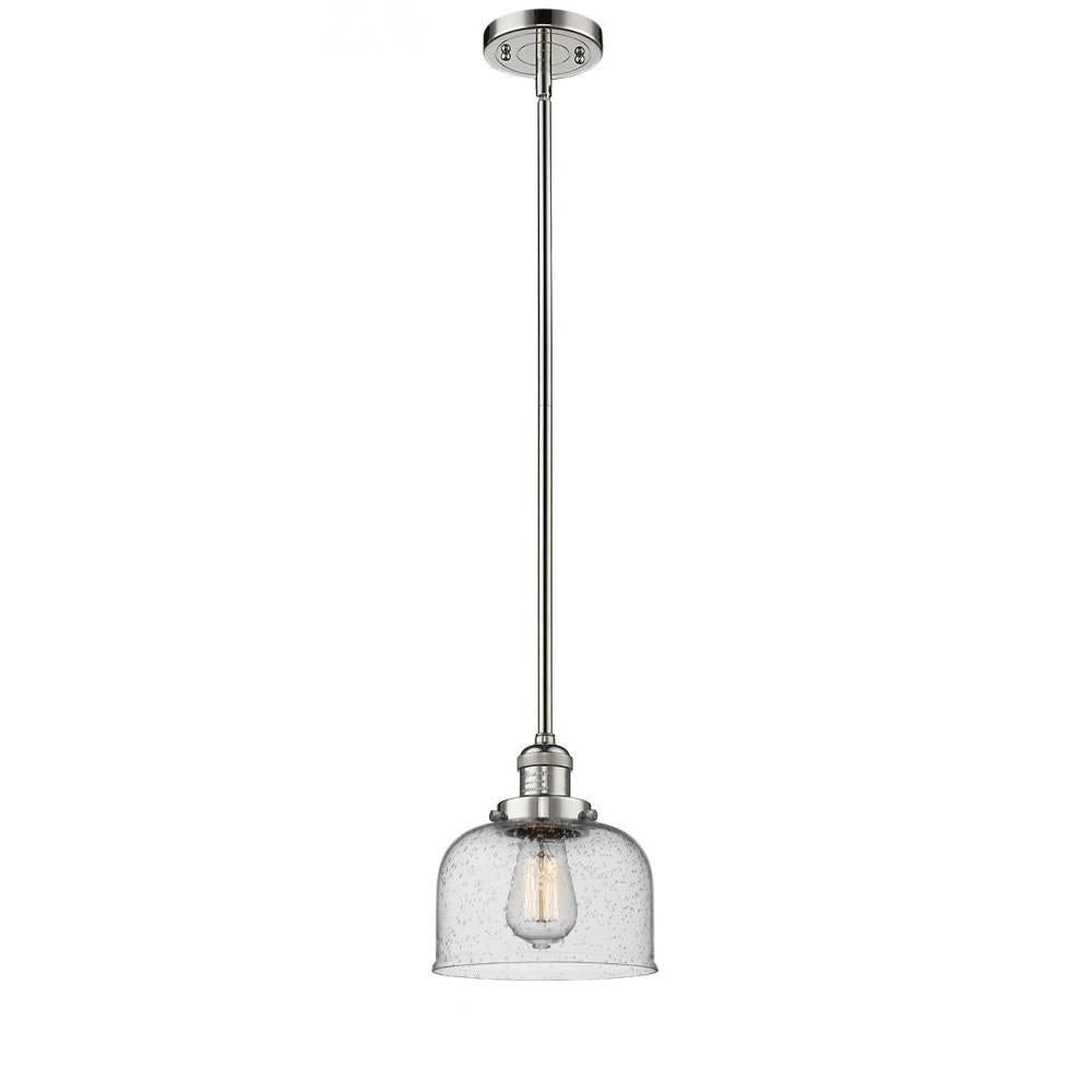 Bell - 1 Light - 8 inch - Polished Nickel - Stem Hung - Mini Pendant