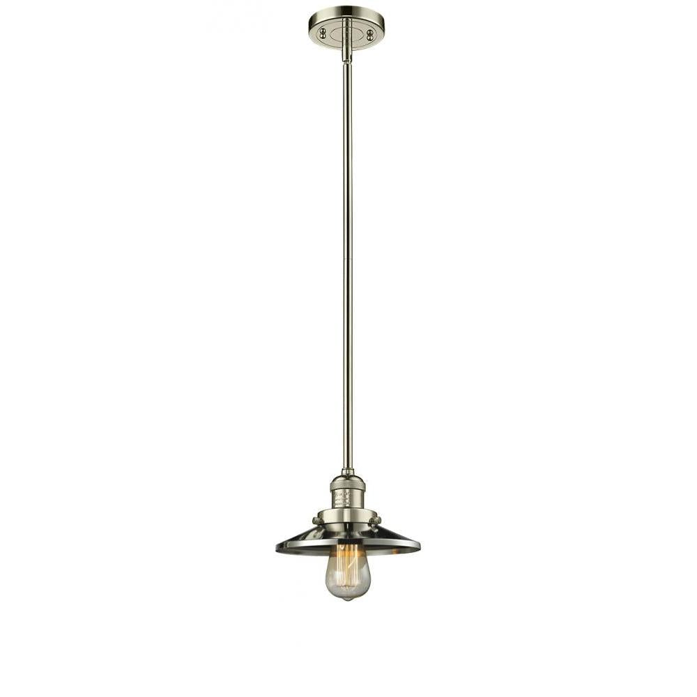 Railroad - 1 Light - 8 inch - Polished Nickel - Stem Hung - Mini Pendant