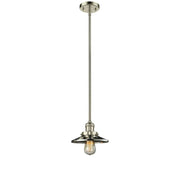 Railroad - 1 Light - 8 inch - Polished Nickel - Stem Hung - Mini Pendant