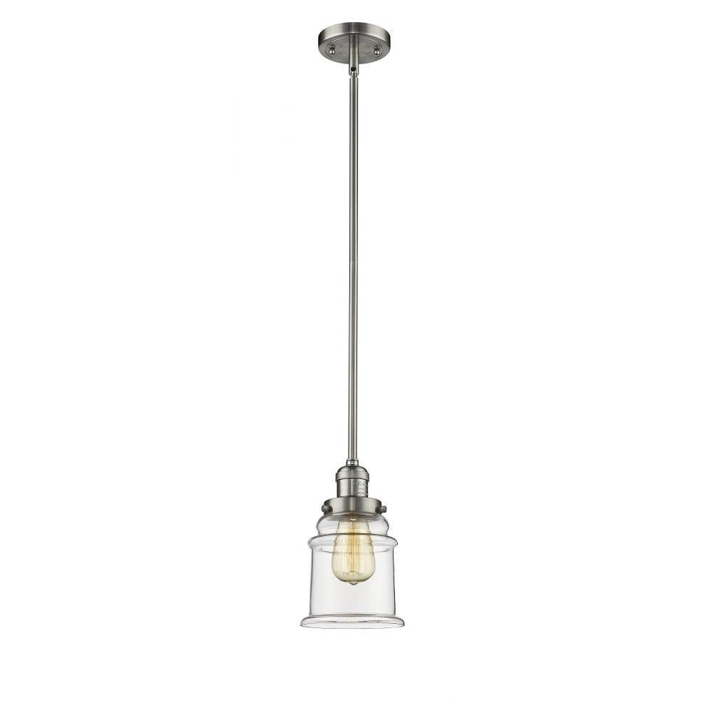 Canton - 1 Light - 7 inch - Brushed Satin Nickel - Stem Hung - Mini Pendant