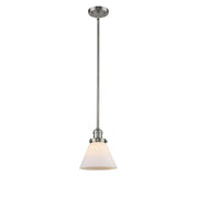 Cone - 1 Light - 8 inch - Brushed Satin Nickel - Stem Hung - Mini Pendant