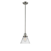 Cone - 1 Light - 8 inch - Brushed Satin Nickel - Stem Hung - Mini Pendant
