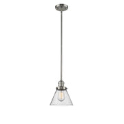 Cone - 1 Light - 8 inch - Brushed Satin Nickel - Stem Hung - Mini Pendant