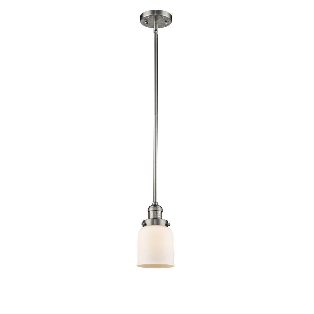 Bell - 1 Light - 5 inch - Brushed Satin Nickel - Stem Hung - Mini Pendant