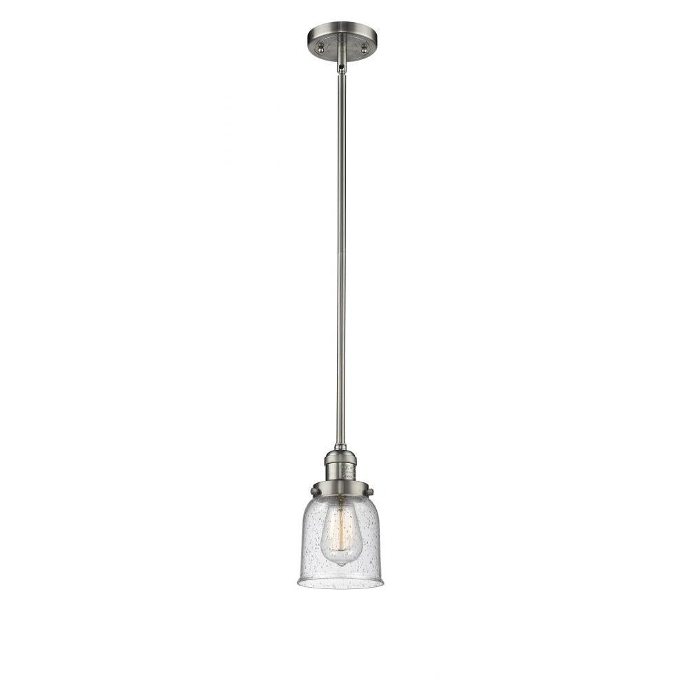 Bell - 1 Light - 5 inch - Brushed Satin Nickel - Stem Hung - Mini Pendant