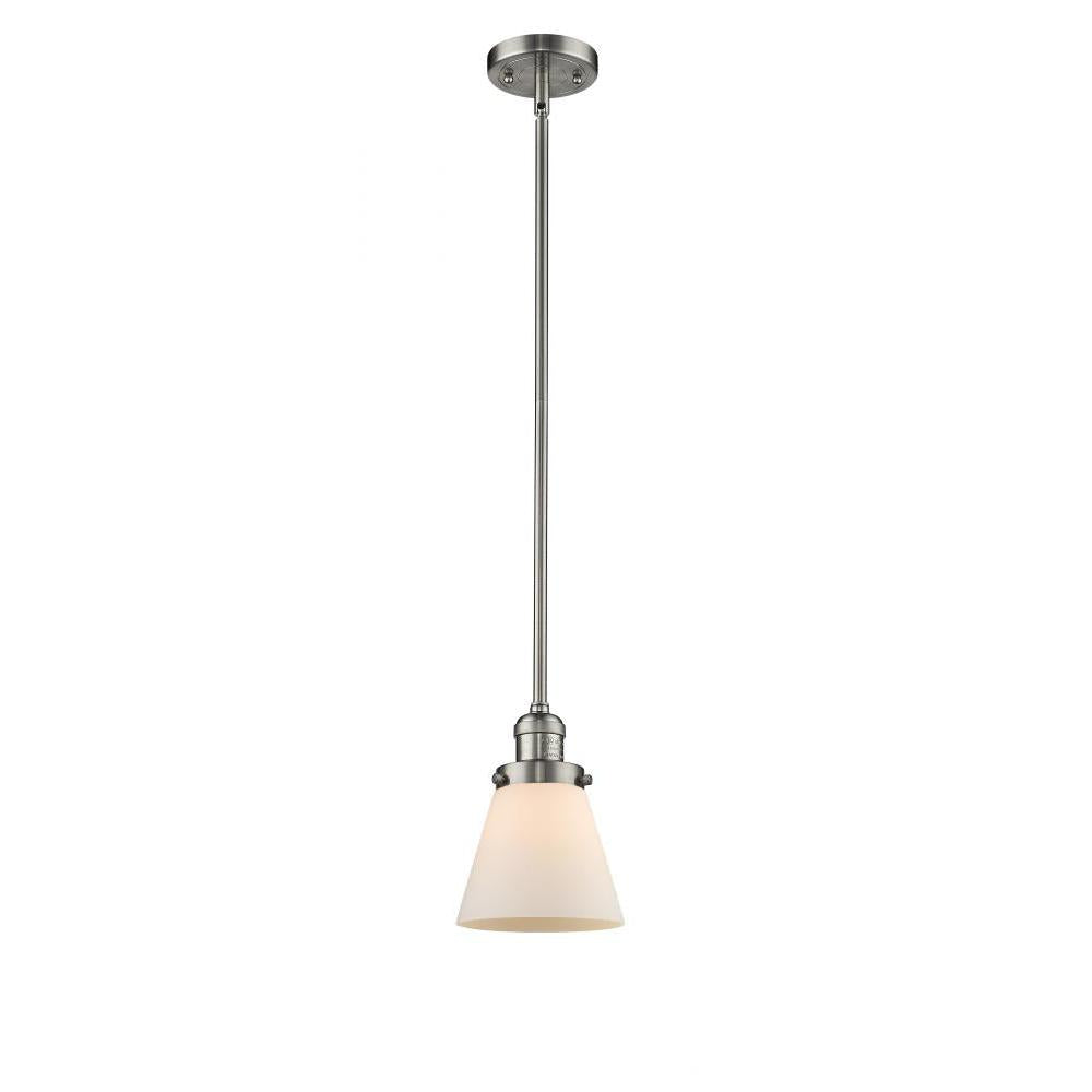 Cone - 1 Light - 6 inch - Brushed Satin Nickel - Stem Hung - Mini Pendant