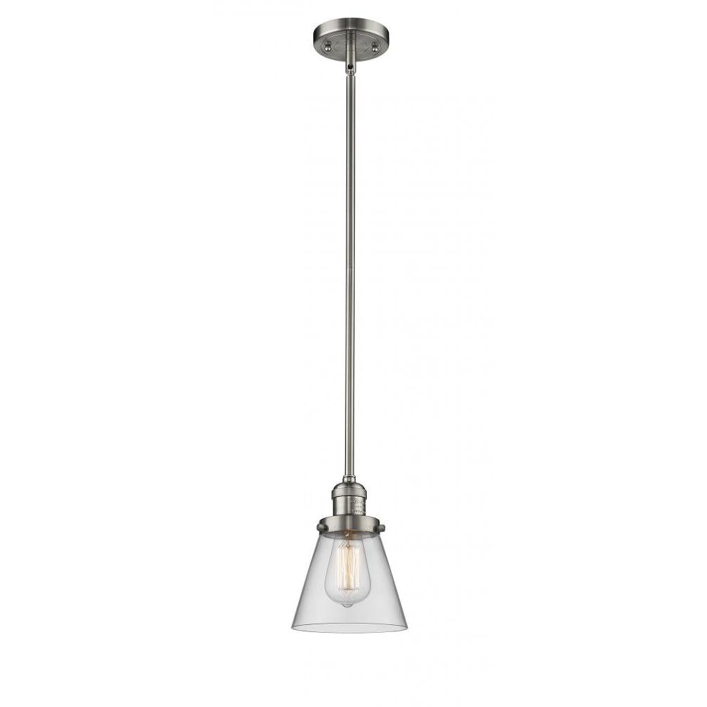 Cone - 1 Light - 6 inch - Brushed Satin Nickel - Stem Hung - Mini Pendant