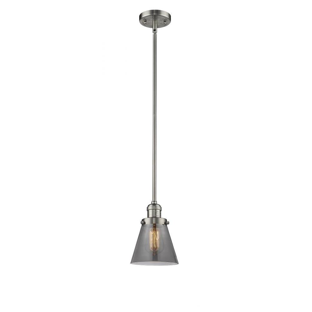 Cone - 1 Light - 6 inch - Brushed Satin Nickel - Stem Hung - Mini Pendant