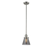 Cone - 1 Light - 6 inch - Brushed Satin Nickel - Stem Hung - Mini Pendant