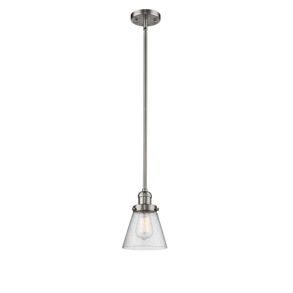 Cone - 1 Light - 6 inch - Brushed Satin Nickel - Stem Hung - Mini Pendant