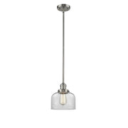 Bell - 1 Light - 8 inch - Brushed Satin Nickel - Stem Hung - Mini Pendant