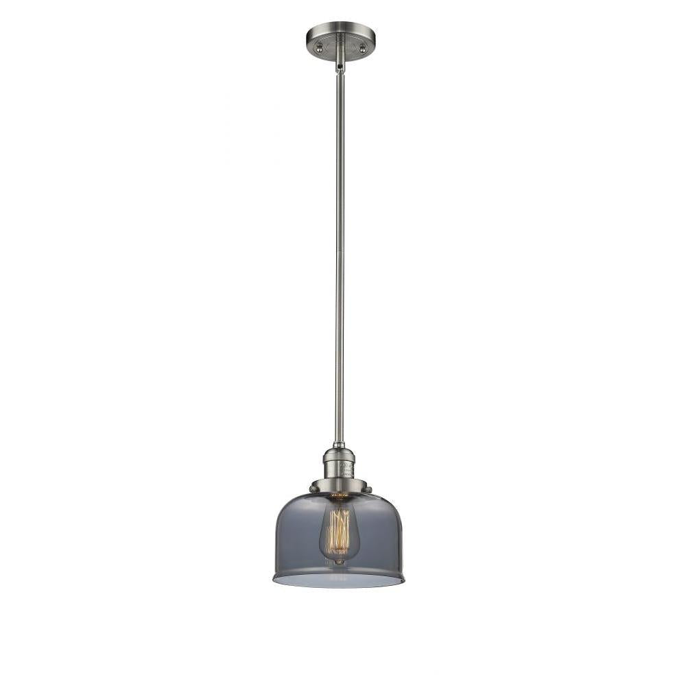 Bell - 1 Light - 8 inch - Brushed Satin Nickel - Stem Hung - Mini Pendant