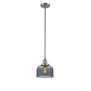 Bell - 1 Light - 8 inch - Brushed Satin Nickel - Stem Hung - Mini Pendant