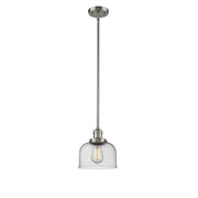 Bell - 1 Light - 8 inch - Brushed Satin Nickel - Stem Hung - Mini Pendant