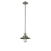 Railroad - 1 Light - 8 inch - Brushed Satin Nickel - Stem Hung - Mini Pendant