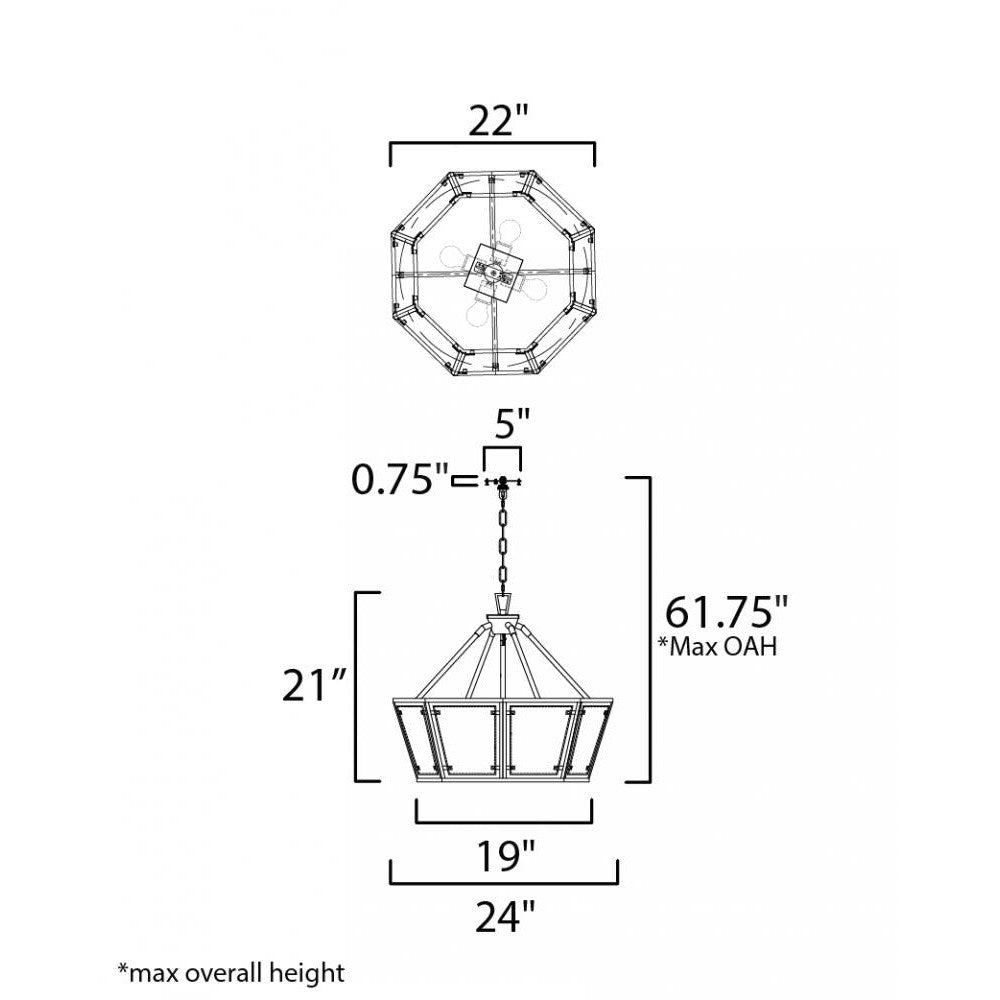 Maxim Lighting MONTAUK 20265CVBK Chandelier Nautical - Black