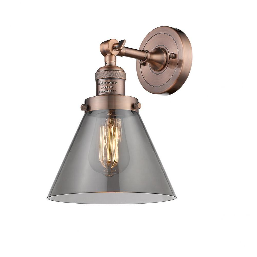 Cone - 1 Light - 8 inch - Antique Copper - Adjustable Sconce