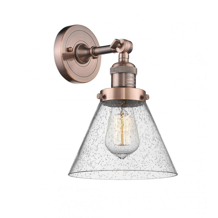 Cone - 1 Light - 8 inch - Antique Copper - Adjustable Sconce