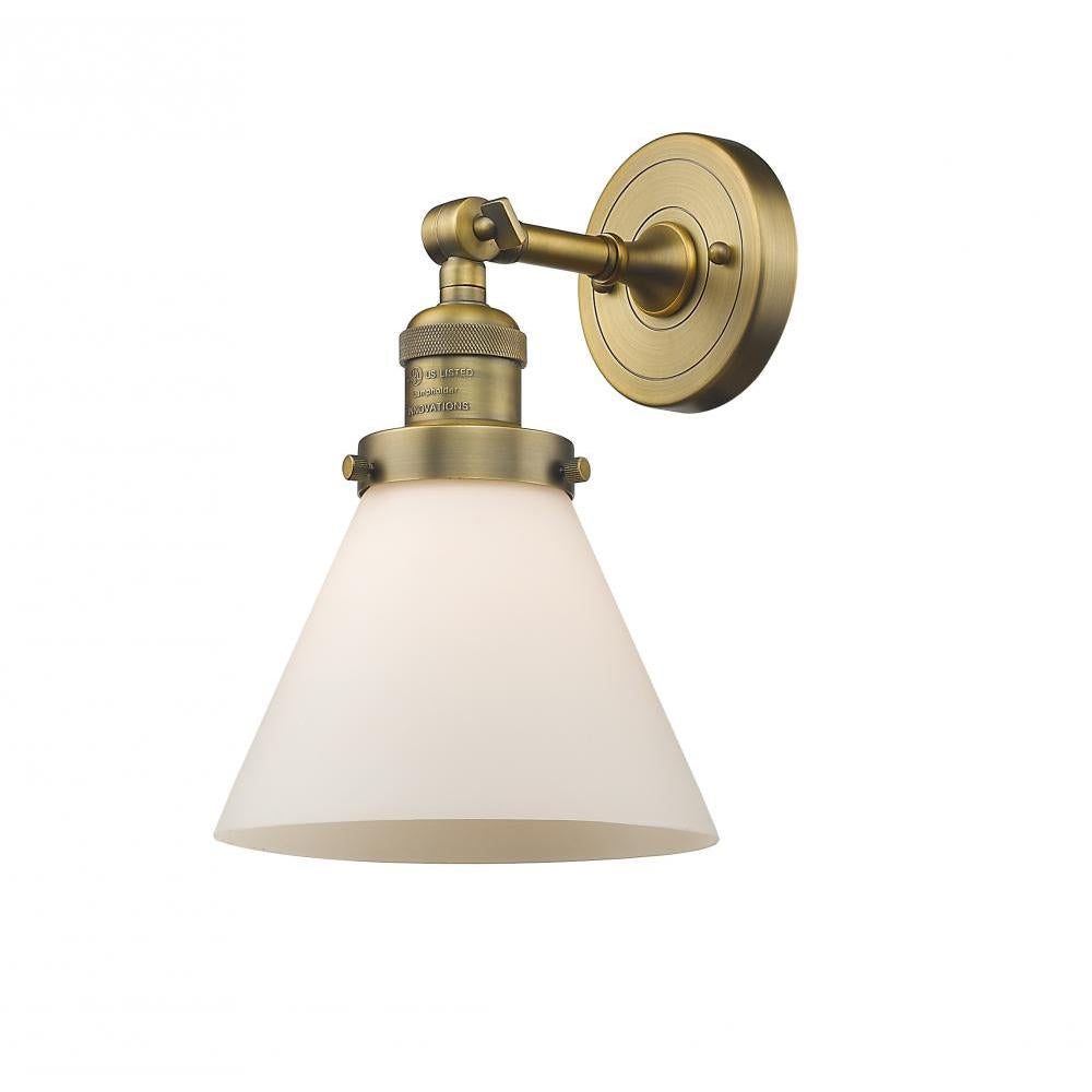 Cone - 1 Light - 8 inch - Brushed Brass - Adjustable Sconce