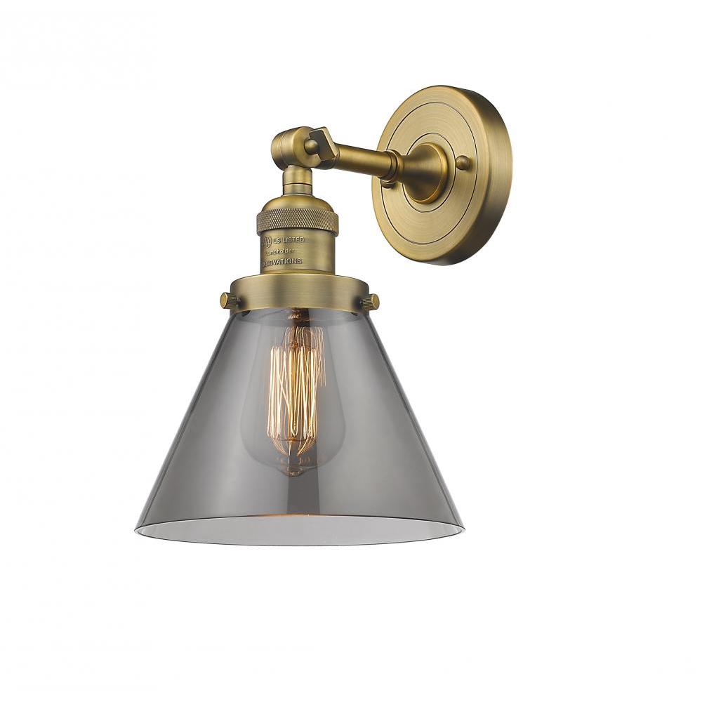 Cone - 1 Light - 8 inch - Brushed Brass - Adjustable Sconce