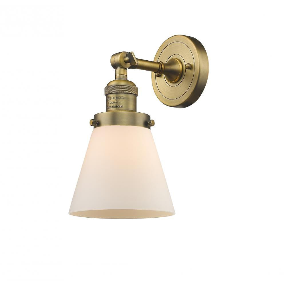 Cone - 1 Light - 6 inch - Brushed Brass - Adjustable Sconce