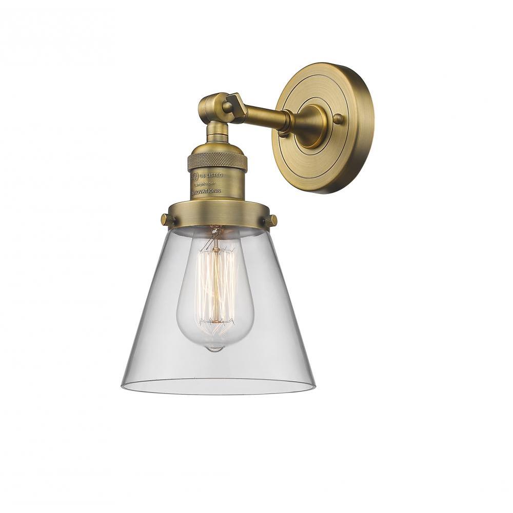 Cone - 1 Light - 6 inch - Brushed Brass - Adjustable Sconce
