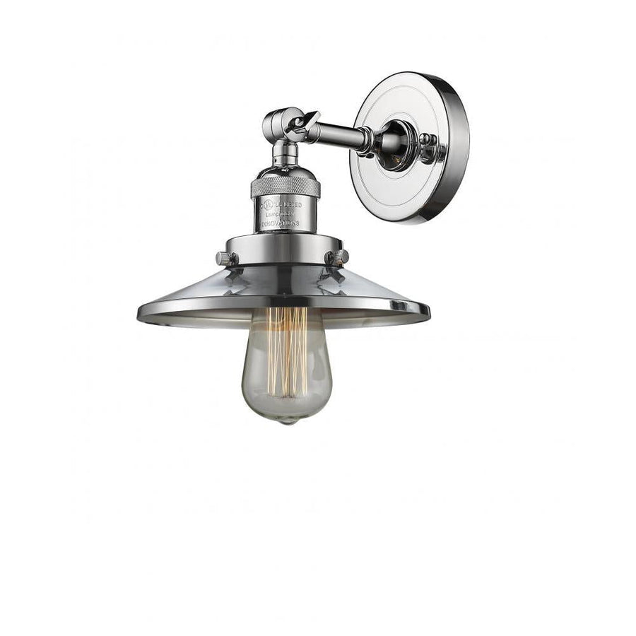 Railroad - 1 Light - 8 inch - Polished Chrome - Adjustable Sconce