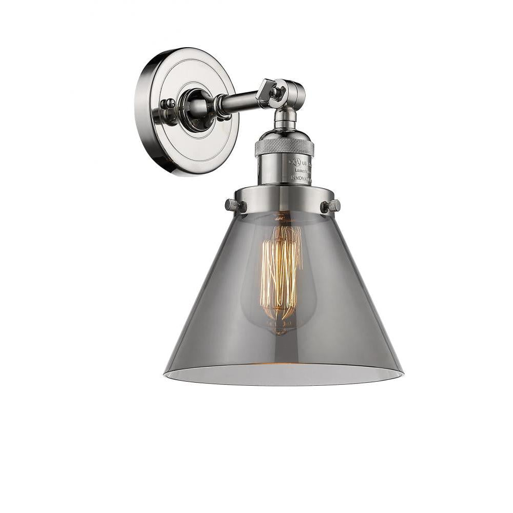 Cone - 1 Light - 8 inch - Polished Nickel - Adjustable Sconce